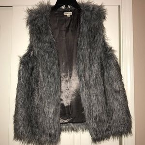 Grey/Black Faux Fur Vest